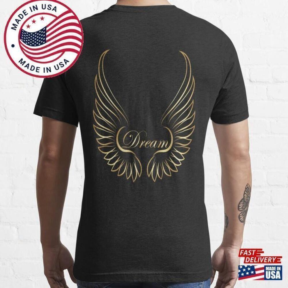 Golden Wings Angelic Symbol Minimal Graphic T-Shirt